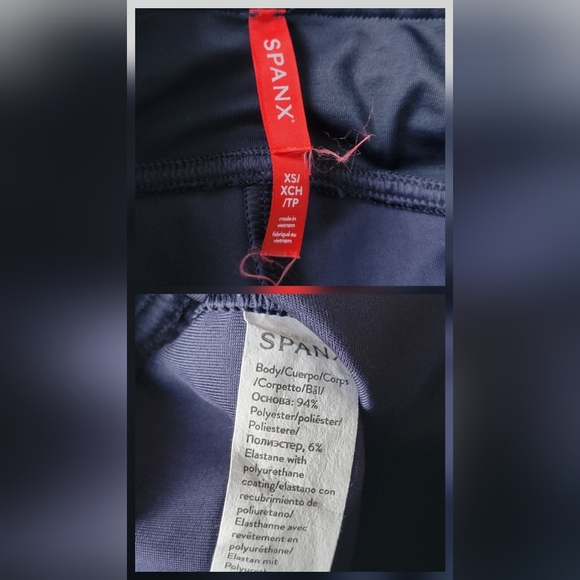 Spanx - Faux Patent Leather High Waisted Shapewear Causal Leggings- Navy - Picture 7 of 10